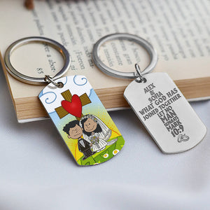 Personalized Gifts For Couple Stainless Steel Engraved Keychain Wedding 01XQMH100125DA-Homacus