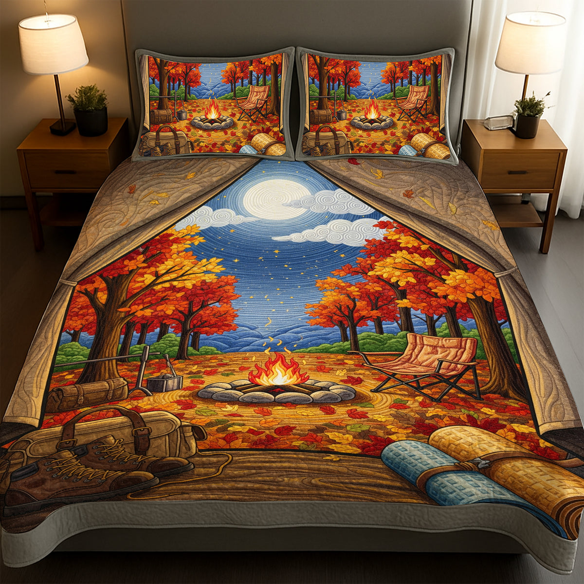Autumn Campfire Dreams Quilt Bedding Set Special Line - Gift For Camping Lovers 03PGLU160725-Homacus