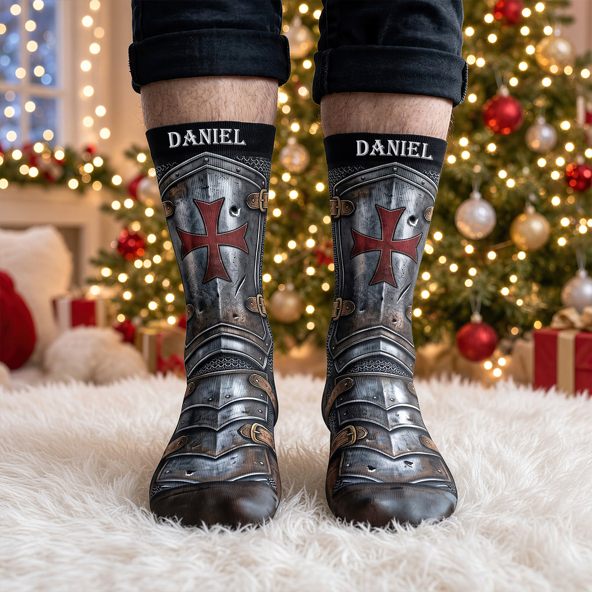 Faux Knight Templar Socks, Personalized Gifts 06qhdt170926