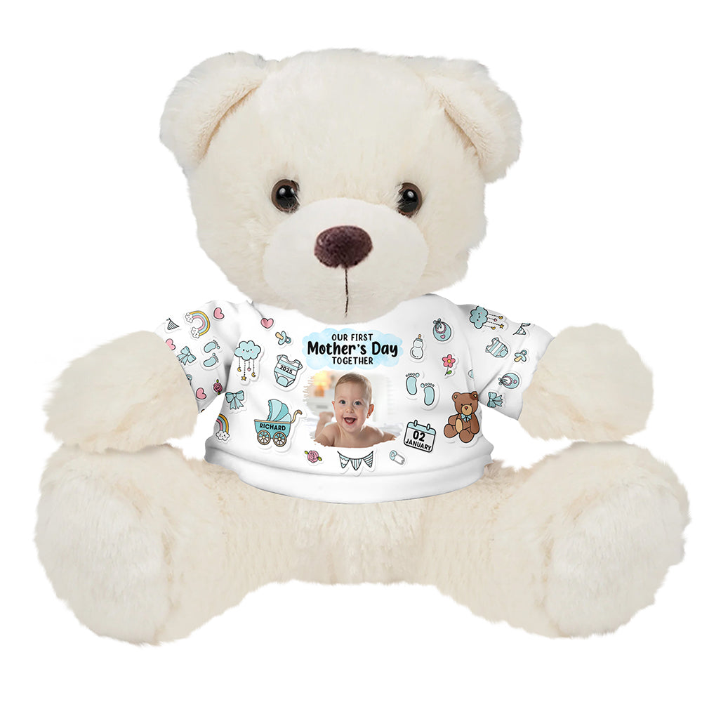 Custom Baby Photo Gifts For Mom Bear With Shirt 04tgqn030325 Our First Mother's Day Together-Homacus