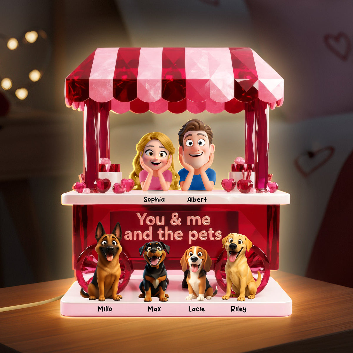 Couple’s Sweet Little Pet Gang Light Box - Personalized Gifts For Couples 02TOQN031225-Homacus
