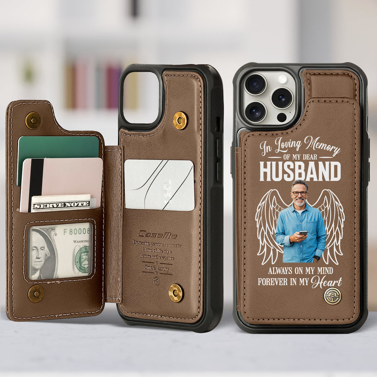 Custom Photo Gifts For Mom Leather Flip Wallet Phone Case 03xqtn210225 In Loving Memories Of My Dear Husband-Homacus