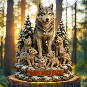 Dad's Wolf Pack Acrylic Plaque Personalized Gifts For Dad 02XQQN030525-Homacus