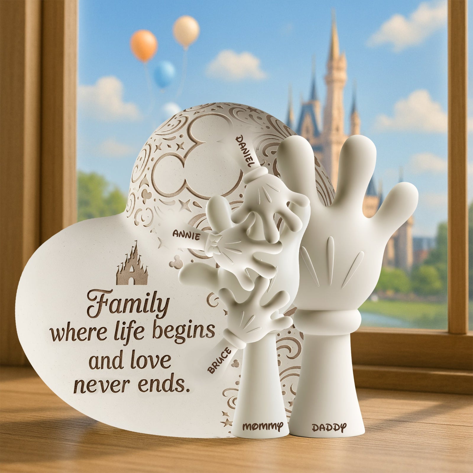 Where Love Begins – Christmas Family Hand Plaque With Custom Names 03OHLU270525-Homacus