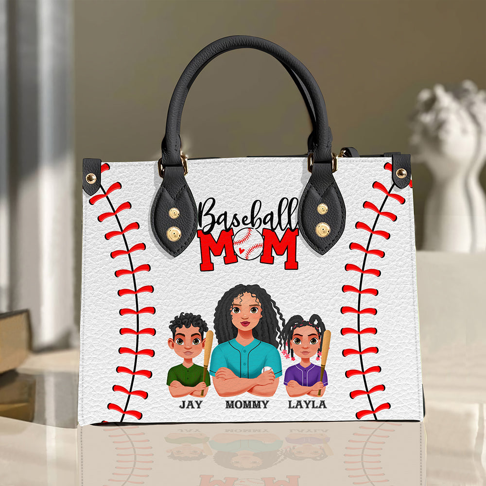 Personalized Gifts For Mom Leather Bag Mother's Day Baseball Mom And Kids 04XQMH060325HG-Homacus