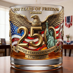 250 Years Of Freedom Anniversary 11oz Round Glass - Personalized Gifts For Patriots 05patn110226-Homacus