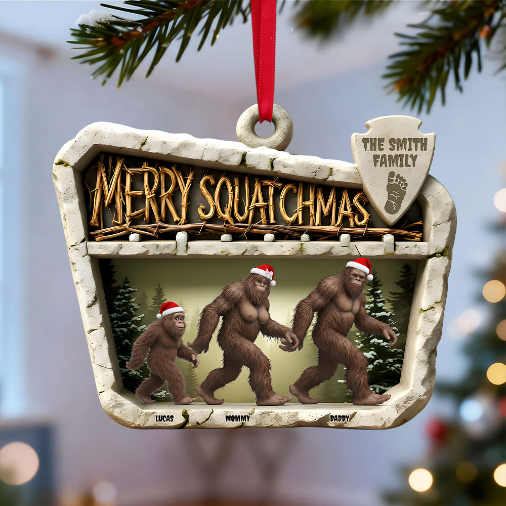 Wild Sasquatch Family Walking Acrylic Ornament - Personalized Gifts For Family 02QHTN301025-Homacus