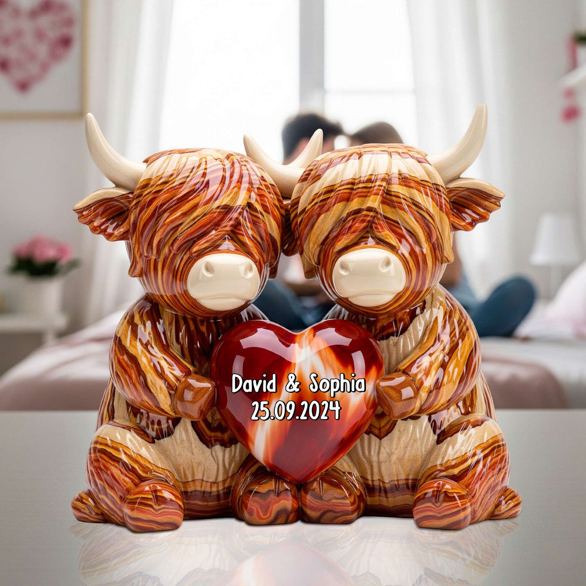 Highland Cow Couple Acrylic Plaque - Personalized Gifts For Couple 03natn190625-Homacus