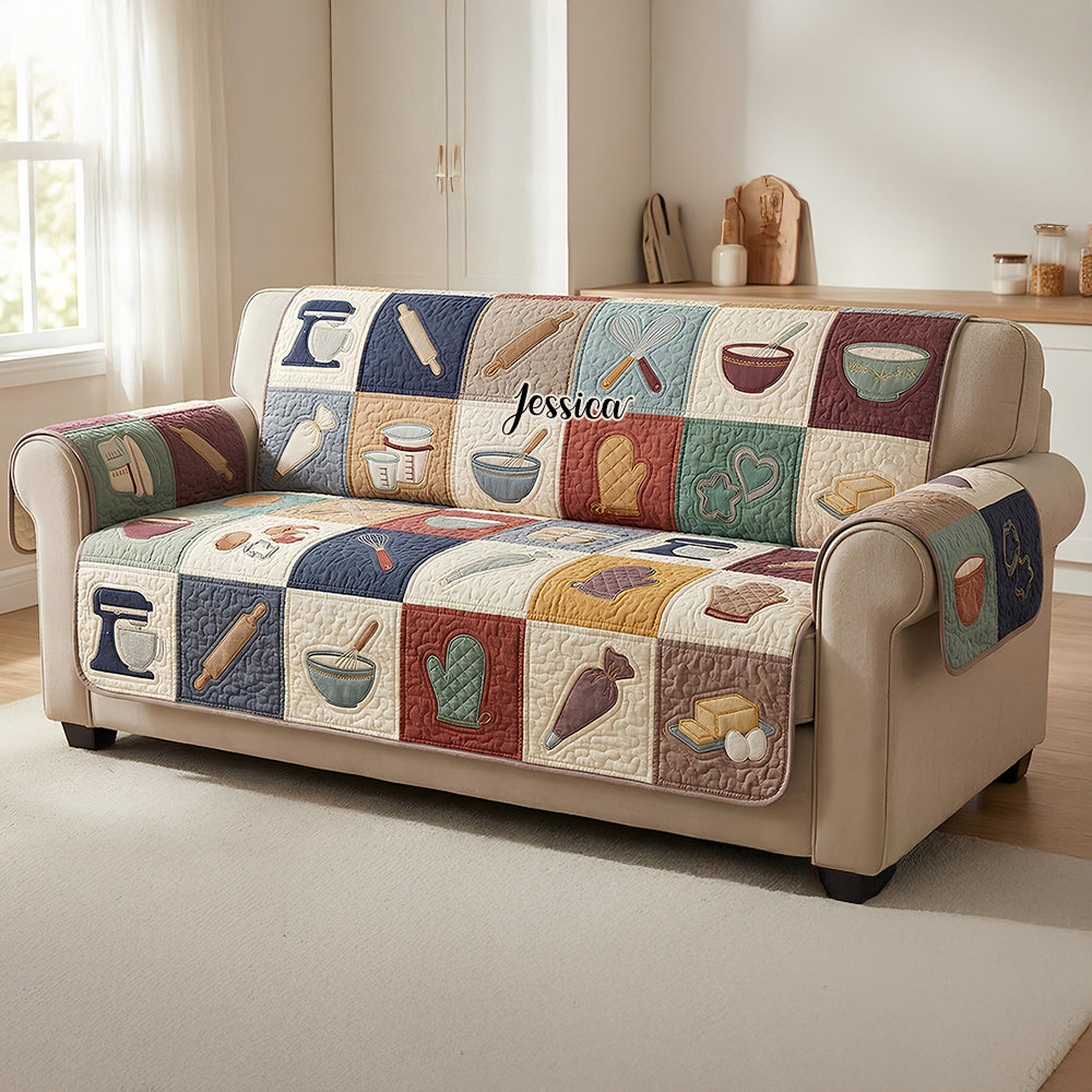 Tasteful Baking Collage Quilted Sofa Cover, Personalized Gifts For Baking Lovers 04qhdt260126-Homacus