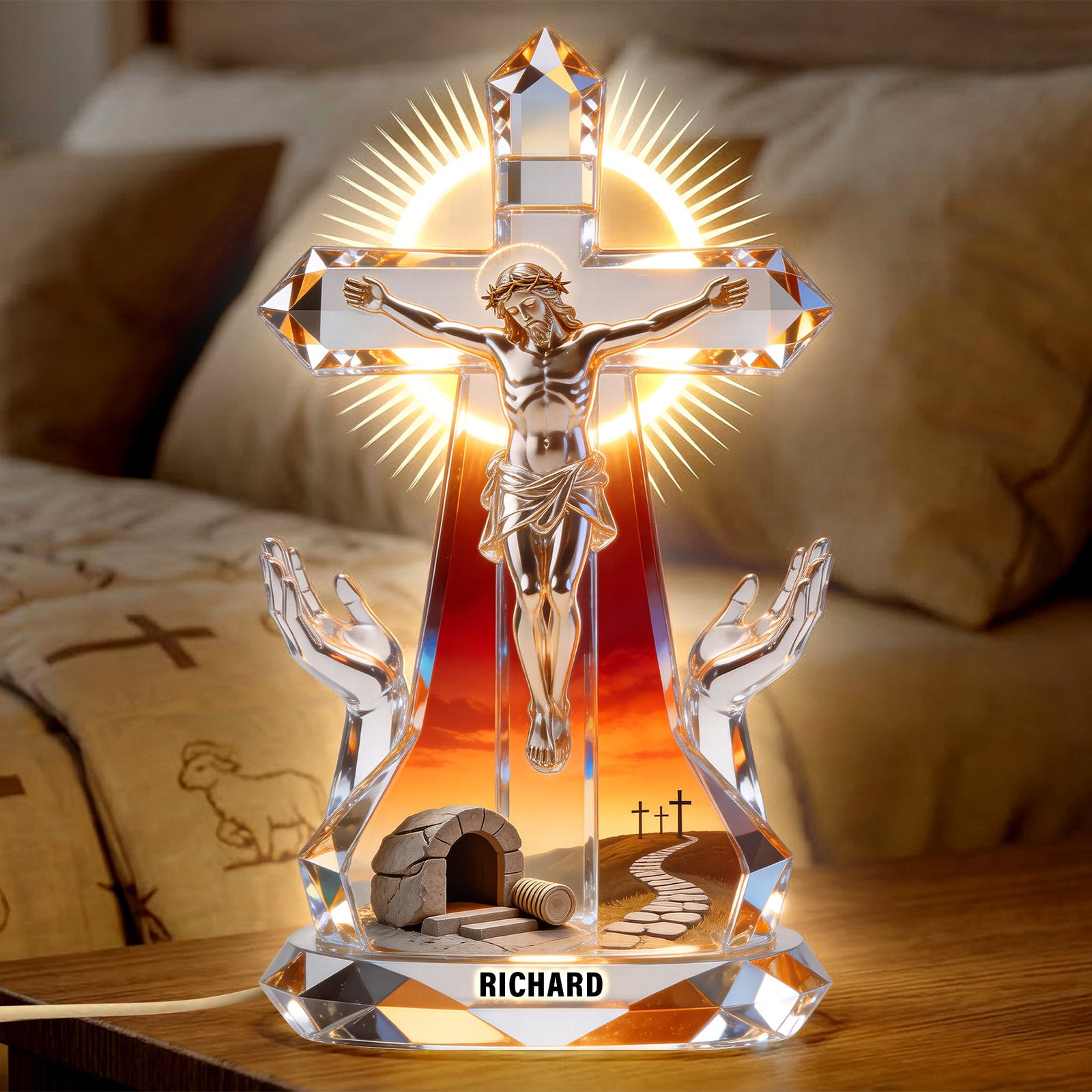 Jesus Christ Crucifix Light Box - Personalized Gifts For Christians 01naqn140326-Homacus
