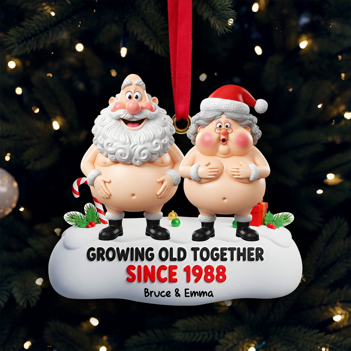 Growing Old Couple Ornament - Personalized Funny Gifts For Couple 04OHLU031025-Homacus