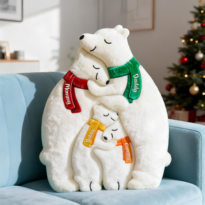 Ice Bear Family Hugging Pillow, Personalized Gifts For Family 03qhdt081125-Homacus