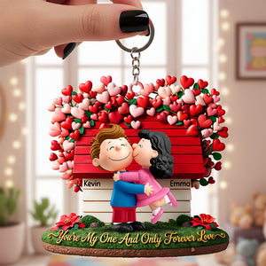 Lovely Kissing Couple Keychain - Personalized Gifts For Couple 02huta290126-Homacus