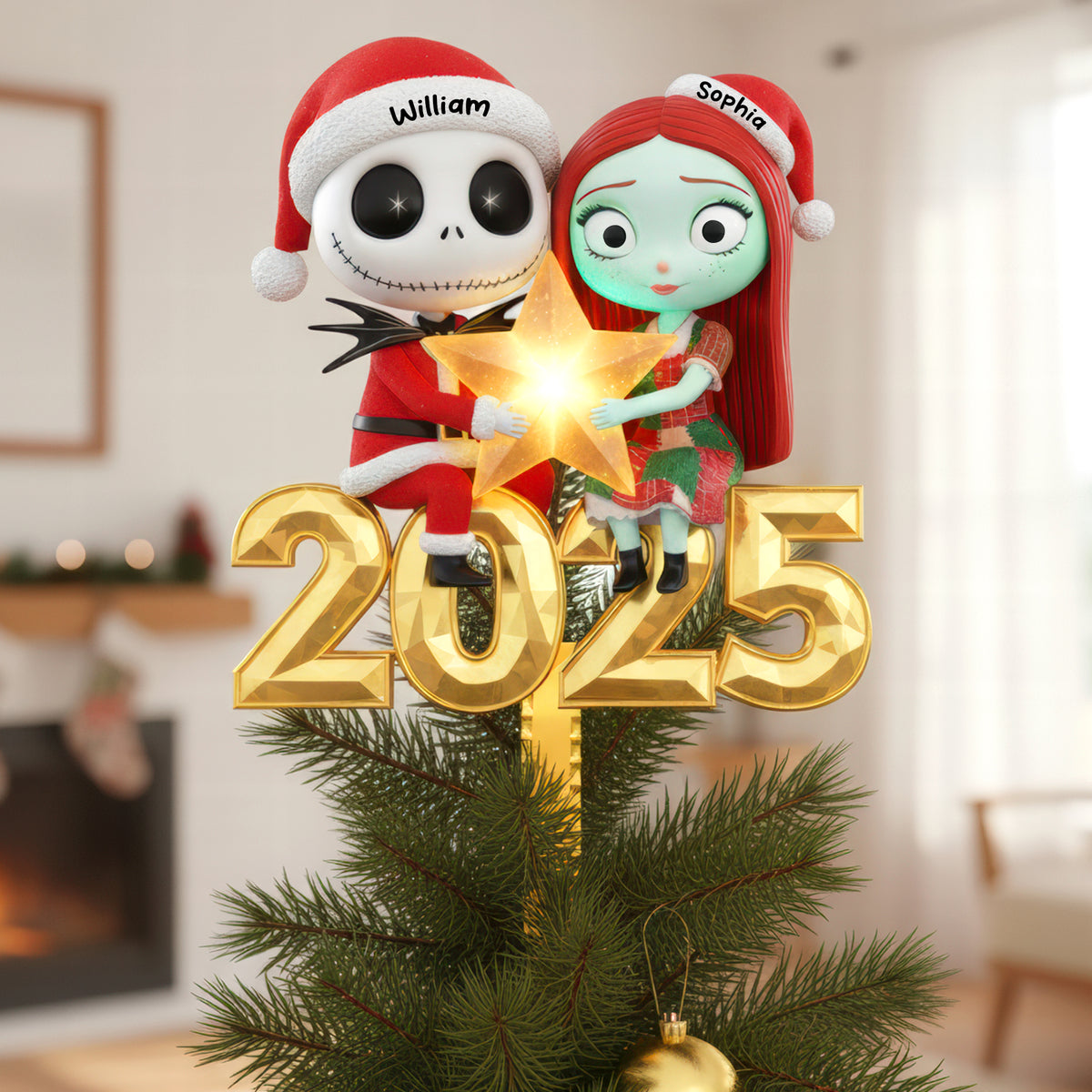 Lovely Christmas Tree Topper - Personalized Gifts For Couples 03PGQN151125-Homacus