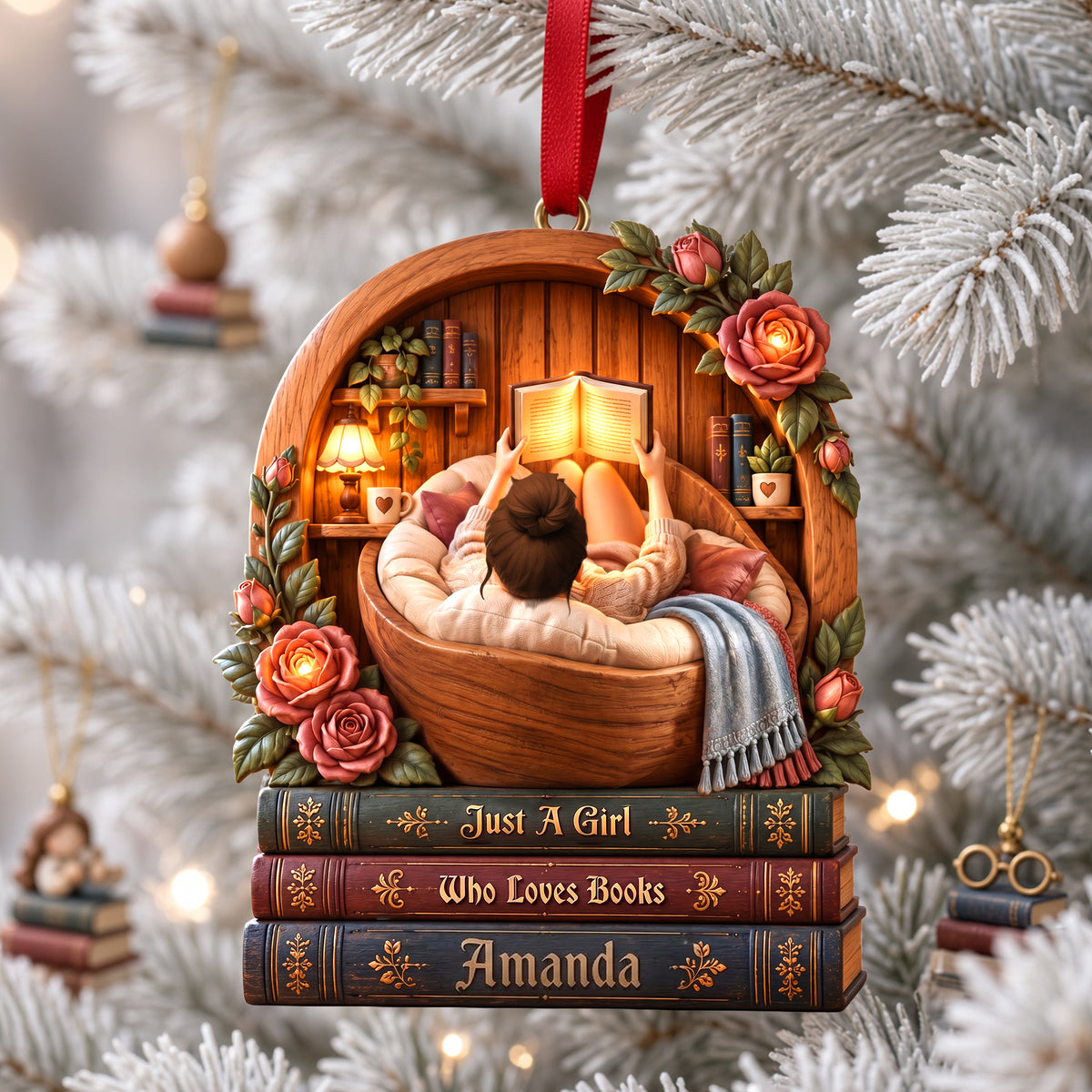 Book Lover Girl Ornament - Personalized Gifts For Bookworm Christmas Ornament 04PALU170926