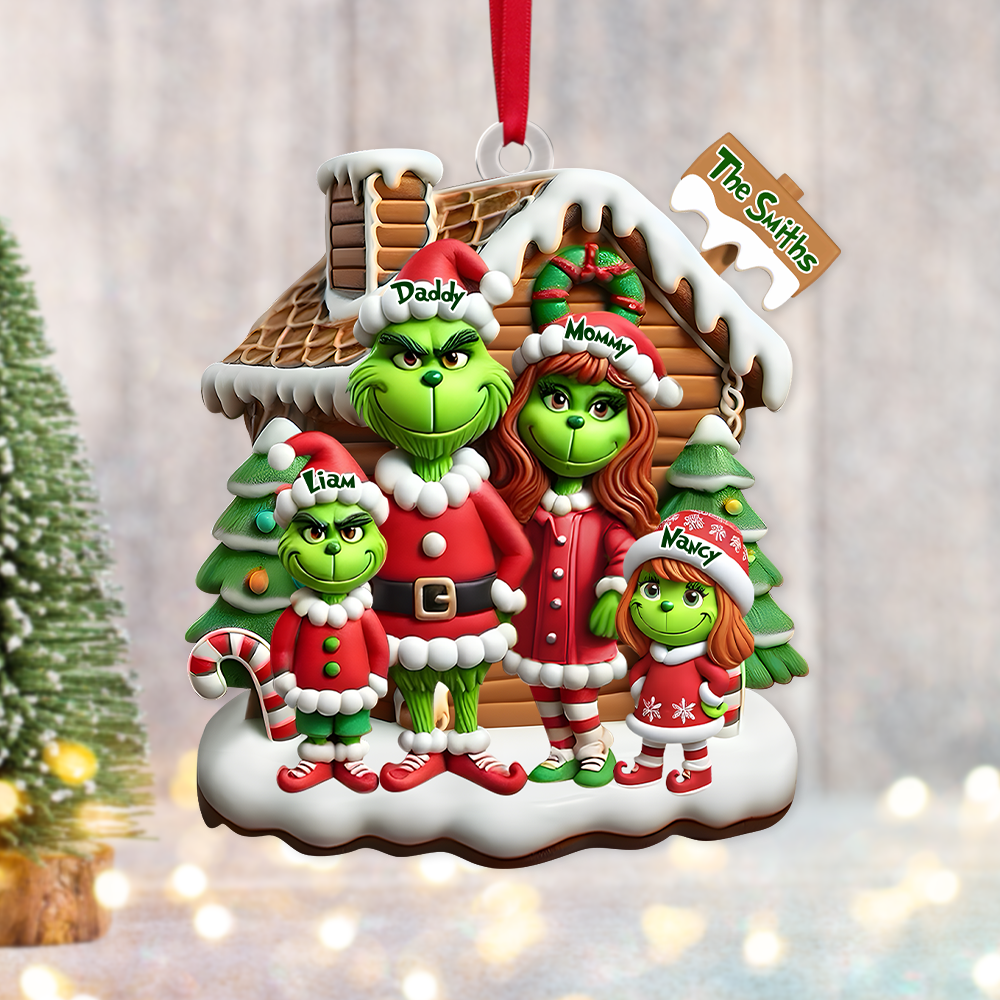 Personalized Gifts For Family Acrylic Ornament, Green Cartoon Character 01TGPU261124-Homacus