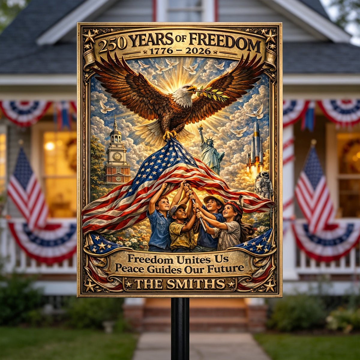 America 250th Anniversary Metal Sign - Personalized Gifts For Patriots 02tytn110326-Homacus