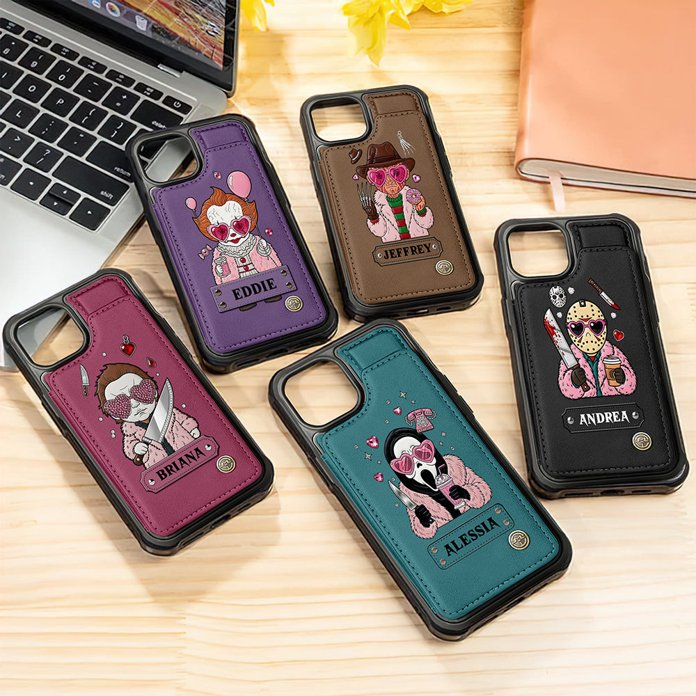 Horror Character Leather Flip Wallet Phone Case - Personalized Gifts For Horror Lovers 03nata200825-Homacus