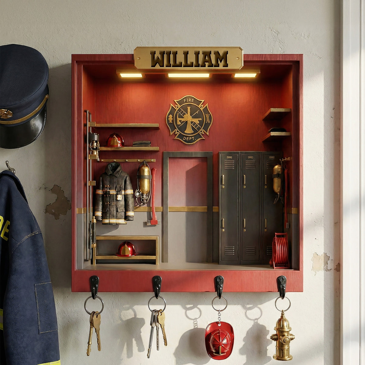 Firefighter Cabinet Wood Key Hanger - Personalized Gifts For Firefighters 03kimg111225-Homacus