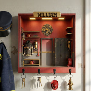 Firefighter Cabinet Wood Key Hanger - Personalized Gifts For Firefighters 03kimg111225-Homacus