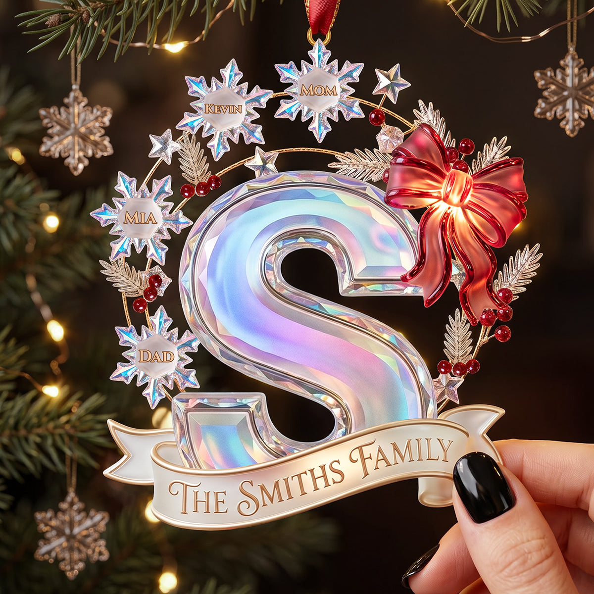 Snowflake Alphabet Acrylic Ornament - Personalized Christmas Gifts For Family 02pata100826
