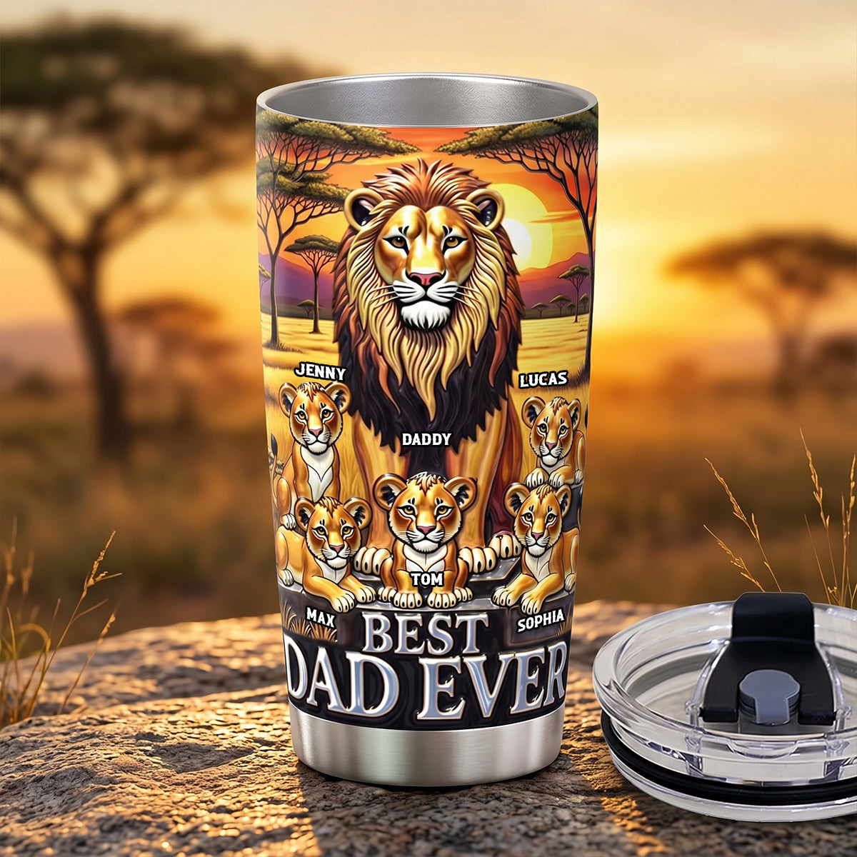 Lion Dad And Kid 20oz Tumbler - Personalized Gifts For Father's Day Tumbler 04TOTN050526-Homacus