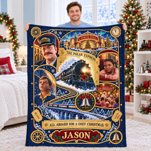 All Aboard The Merry Express To The Christmas Wonderland Blanket - Personalized Christmas Gifts 02haqn091026-Homacus