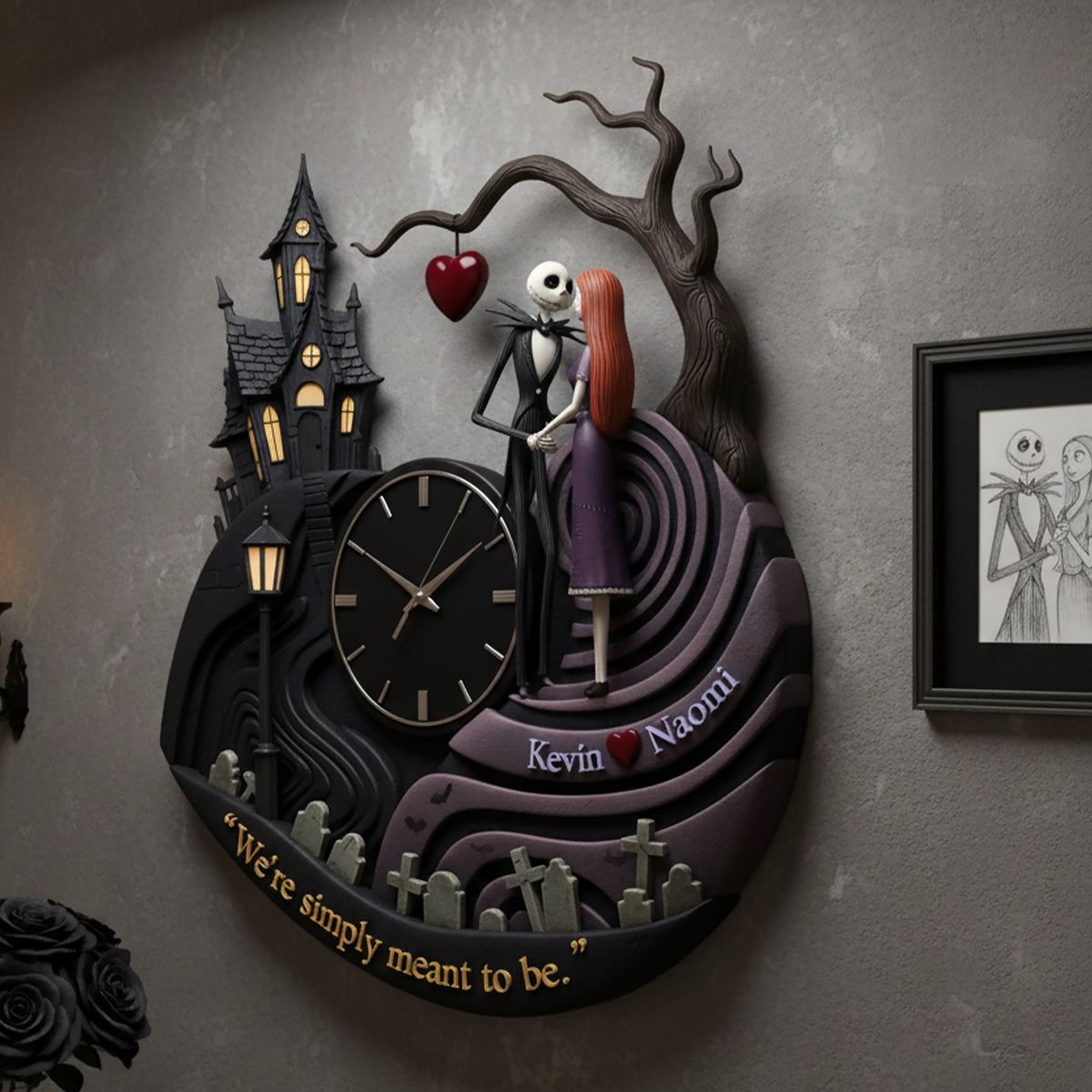 Romantic Pair Hanging Wall Clock - Personalized Gifts For Couples 03kimg251225-Homacus