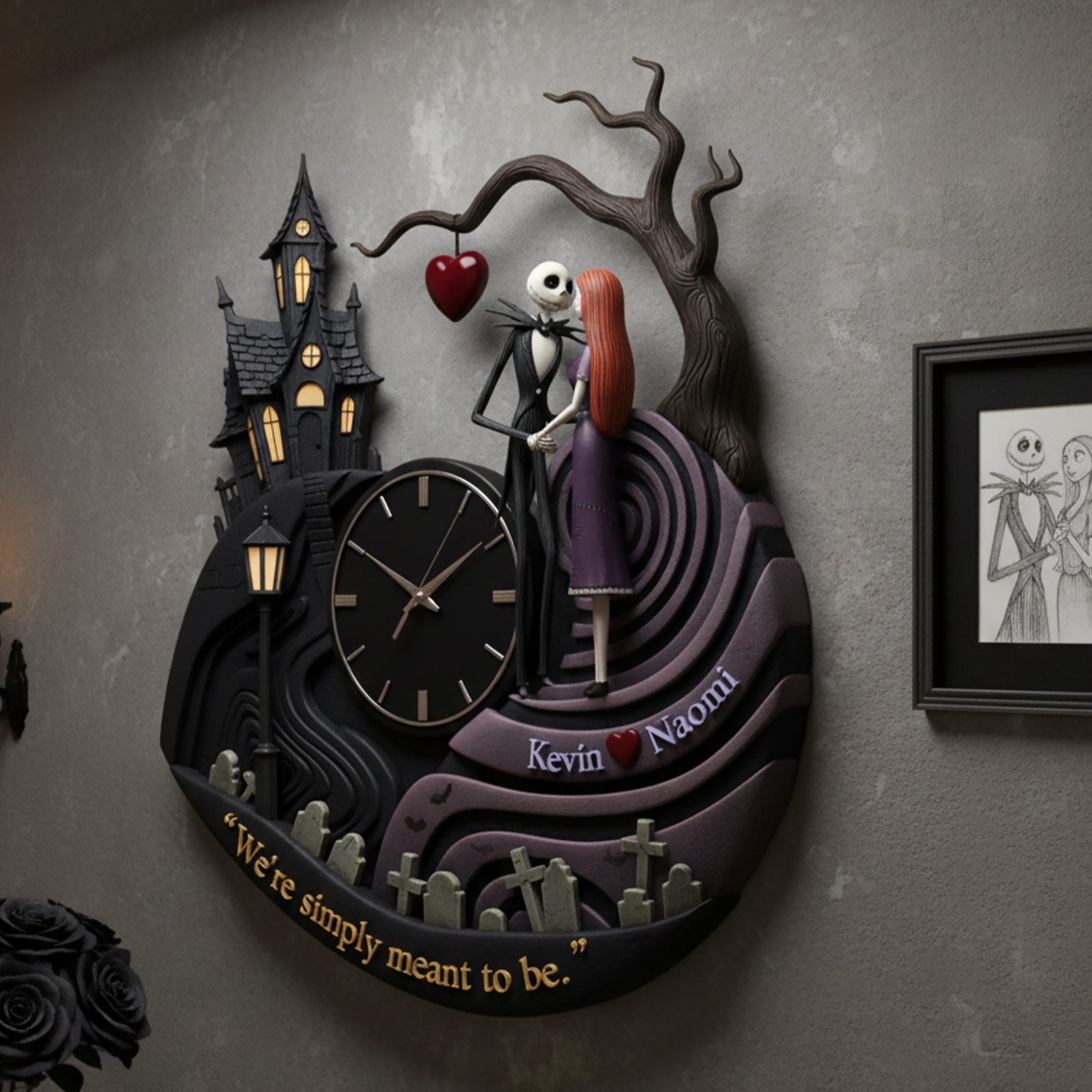 Romantic Pair Hanging Wall Clock - Personalized Gifts For Couples 03kimg251225-Homacus