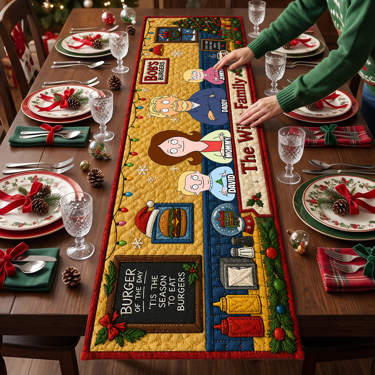 Funny Family Quilted Table Runner - Personalized Christmas Gifts 03natn200826-Homacus