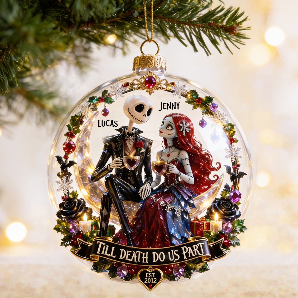 Gothic Love Christmas Ornament Personalized Gifts For Couple 01TYDT250826