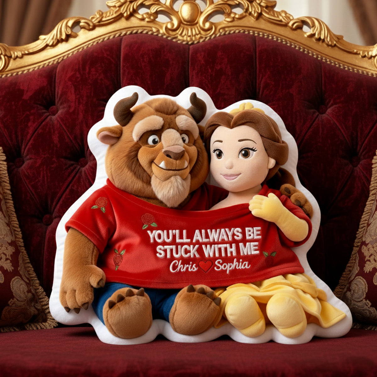 Fairy Tale Couple In Cute Shirt Shaped Pillow, Personalized Gifts For Couple 03QHLU111225-Homacus