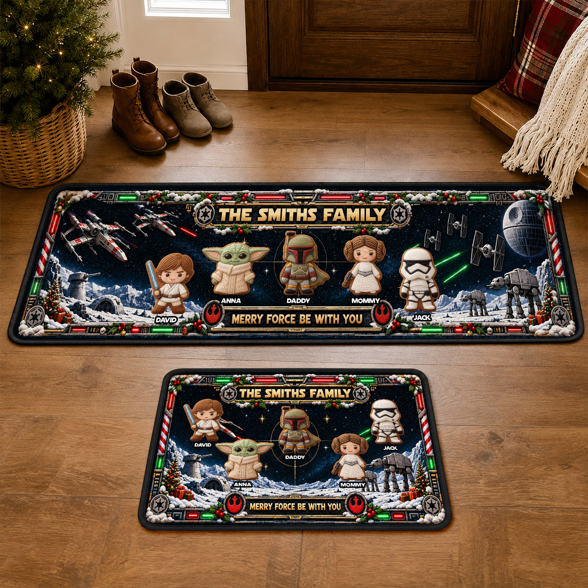 Warriors Family Merry Xmas In The Universe Runner Rug - Personalized Christmas Gifts For Family 05patn240926