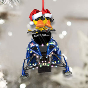 Personalized Gifts For Snowmobile Rider Ornament, Christmas Duck Riding Snowmobile 03qhqn0410-Homacus