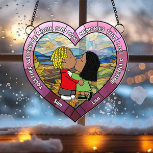 Personalized Gifts For Couple Suncatcher Ornament Kissing Couple 05KAMH101224HG-Homacus