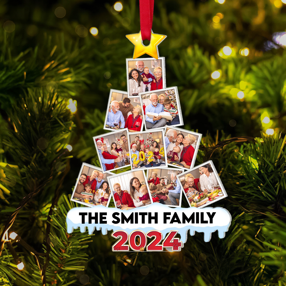 Personalized Gifts For Family, Acrylic Family Photo Christmas Ornament 06HUPU250924-Homacus