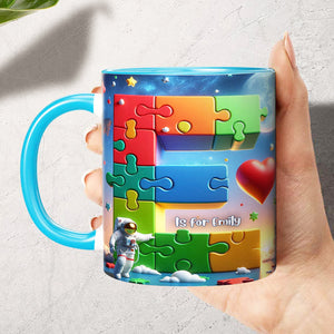 Personalized Gift For Autism Kid, 3D Puzzle Alphabet & Wandering Astronaut In Space 01QHLU060325-Homacus