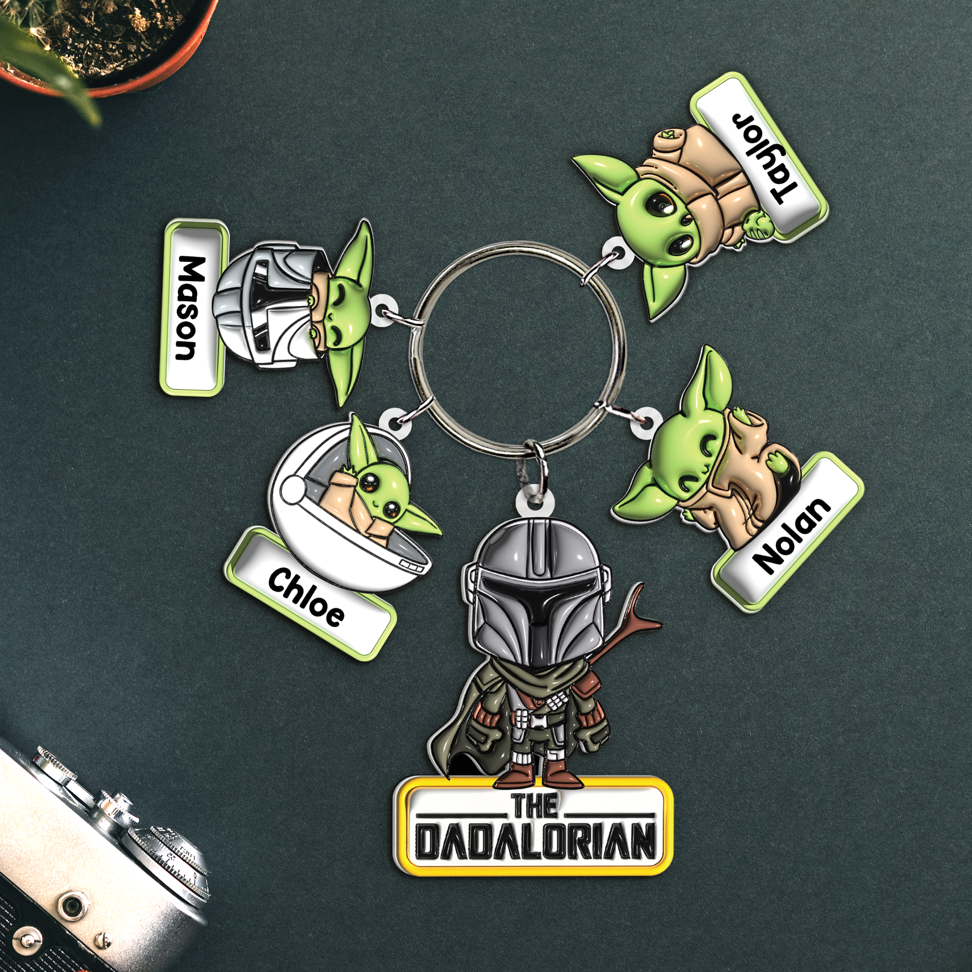 Personalized Gifts For Dadalorian Keychain With Baby Charms 01huhu230524-Homacus