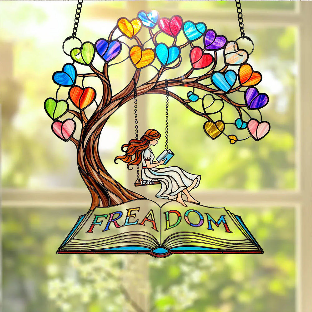 Reading Girl Suncatcher Ornament Personalized Gifts for Book Lovers 04QHDT160725-Homacus