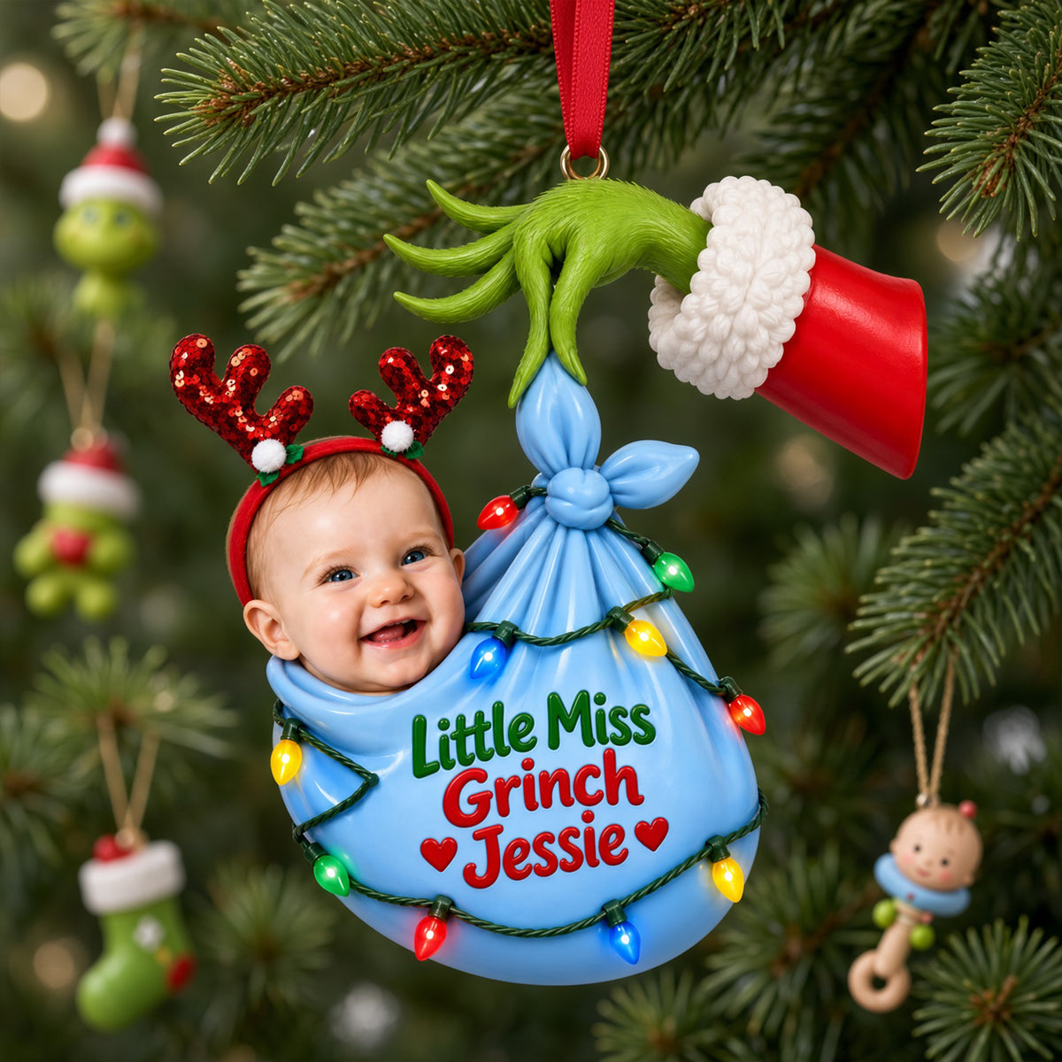 Wrapped in Holiday Cheer Ornament - Personalized Custom Photo Gift For Kids 05HULU141026-Homacus