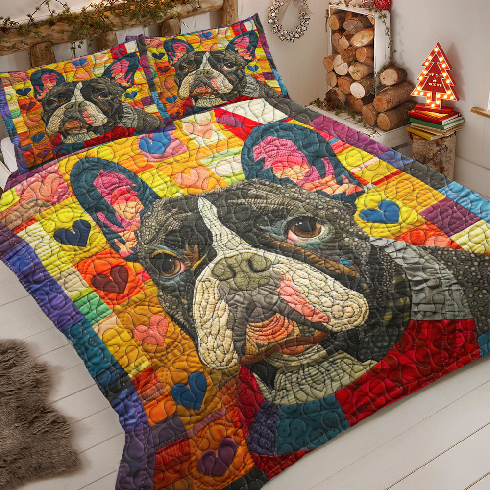 Pug French Bulldog Christmas Quilt Bed Set Gifts For Dog Lovers 01HUDT061124-Homacus