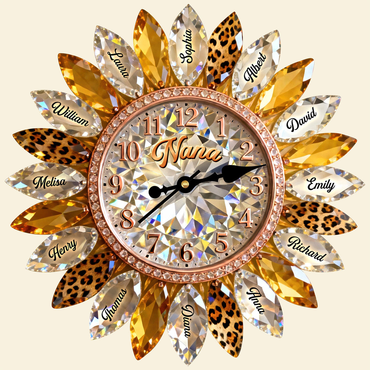 Sunflower Family Acrylic Hanging Wall Clock – Personalized Gifts For Grandma 02naqn221225-Homacus