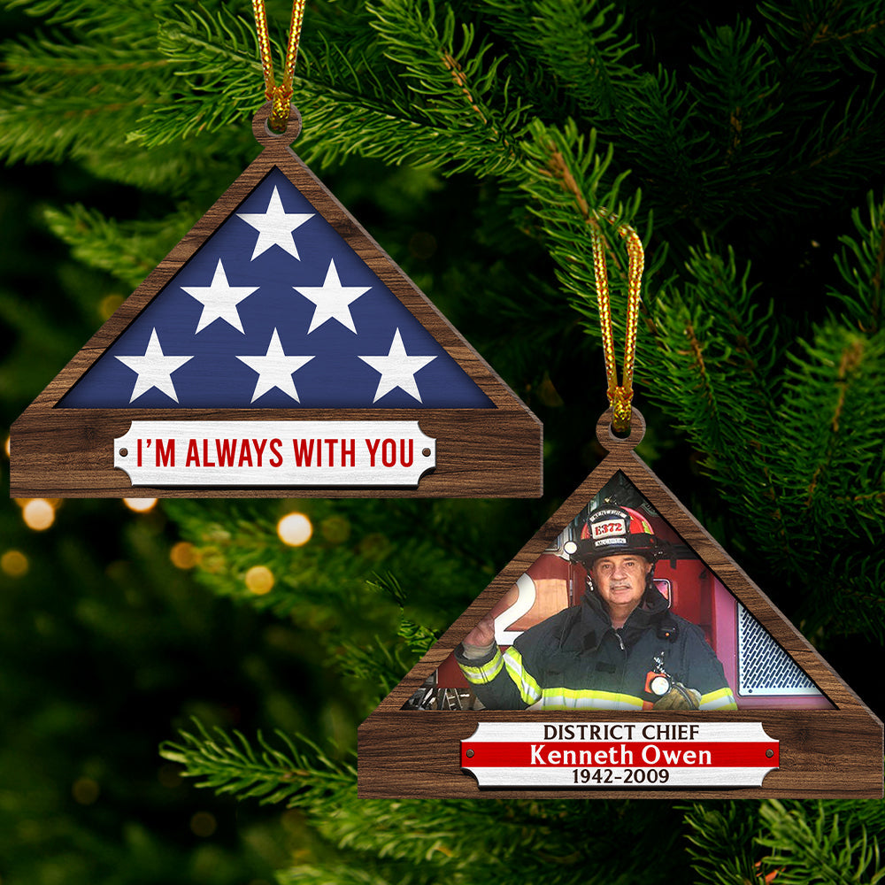 Personalized Christmas Memorial Ornament For Firefighrer, Folded Flag 01qhqn241024-Homacus