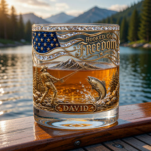 Hooked On Freedom Fishing Round Glass - Personalized Gifts For Fishing Lovers 05paqn290526-Homacus