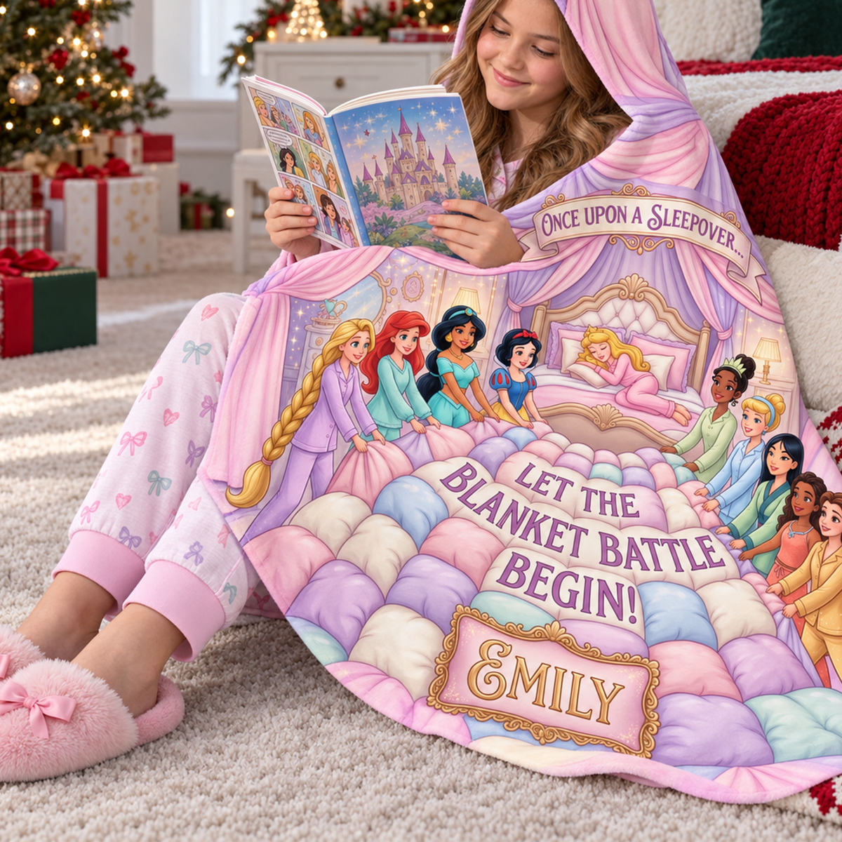 Let The Blanket Battle Begin! Lovely Fairy Tale Princesses Blanket - Personalized Christmas Gifts For Kids 04haqn191026-Homacus