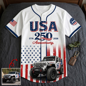USA 250 Anniversary Baseball Jersey Shirt - Custom Photo Gifts For Offroad Car Lovers 04natn110626-Homacus