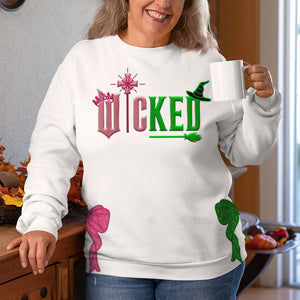 Wicked Embroidered Sweatshirt with Side Bow & Glitter - Gifts for Witch-Homacus