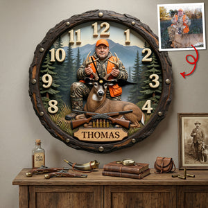 Best Hunting Acrylic Wall Clock Custom Photo Gifts For Hunters 01HUTN250326-Homacus