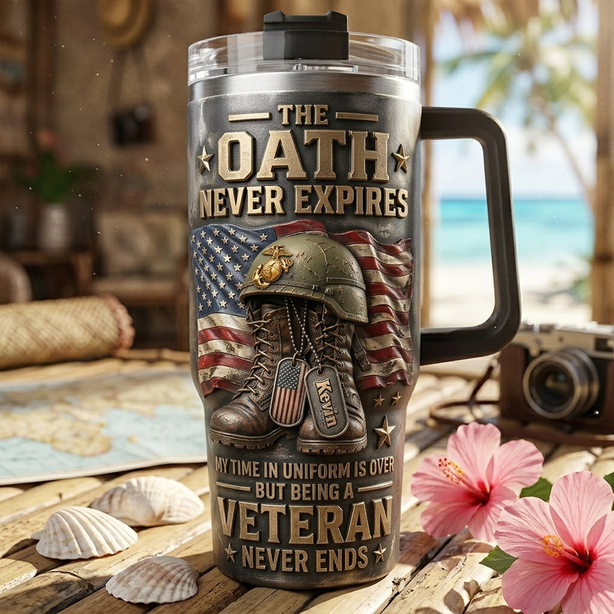 The Oath Never Expires Colorful 40oz Tumbler With Handle - Personalized Gifts For Veterans 03tyta240626-Homacus