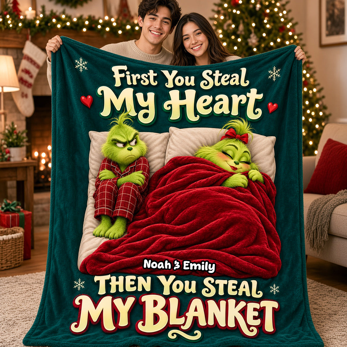 Love Stealer Couple Blanket, Personalized Christmas Gifts For Couple 03qhdh121026-Homacus